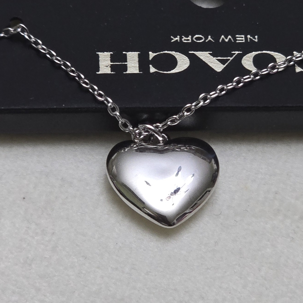 Coach Two-tone Heart Signature Pendant Necklace - Picture 4 of 5